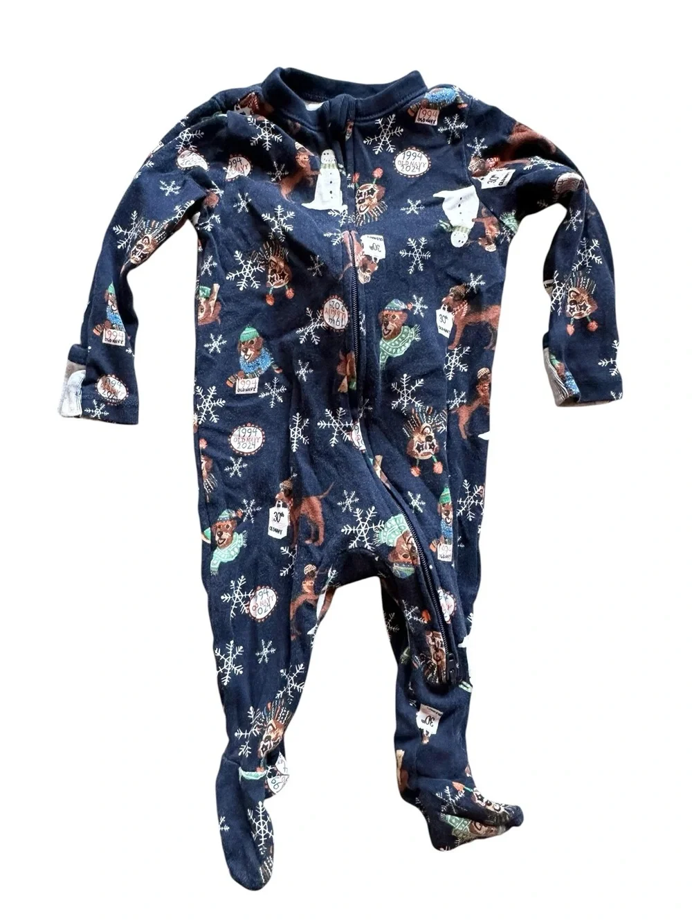 Old Navy lot of 7 footed two way zip closure sleeper footed Christmas pajamas